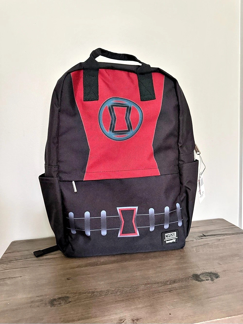 Loungefly Marvel Black Widow Cosplay Nylon Backpack Black & Red